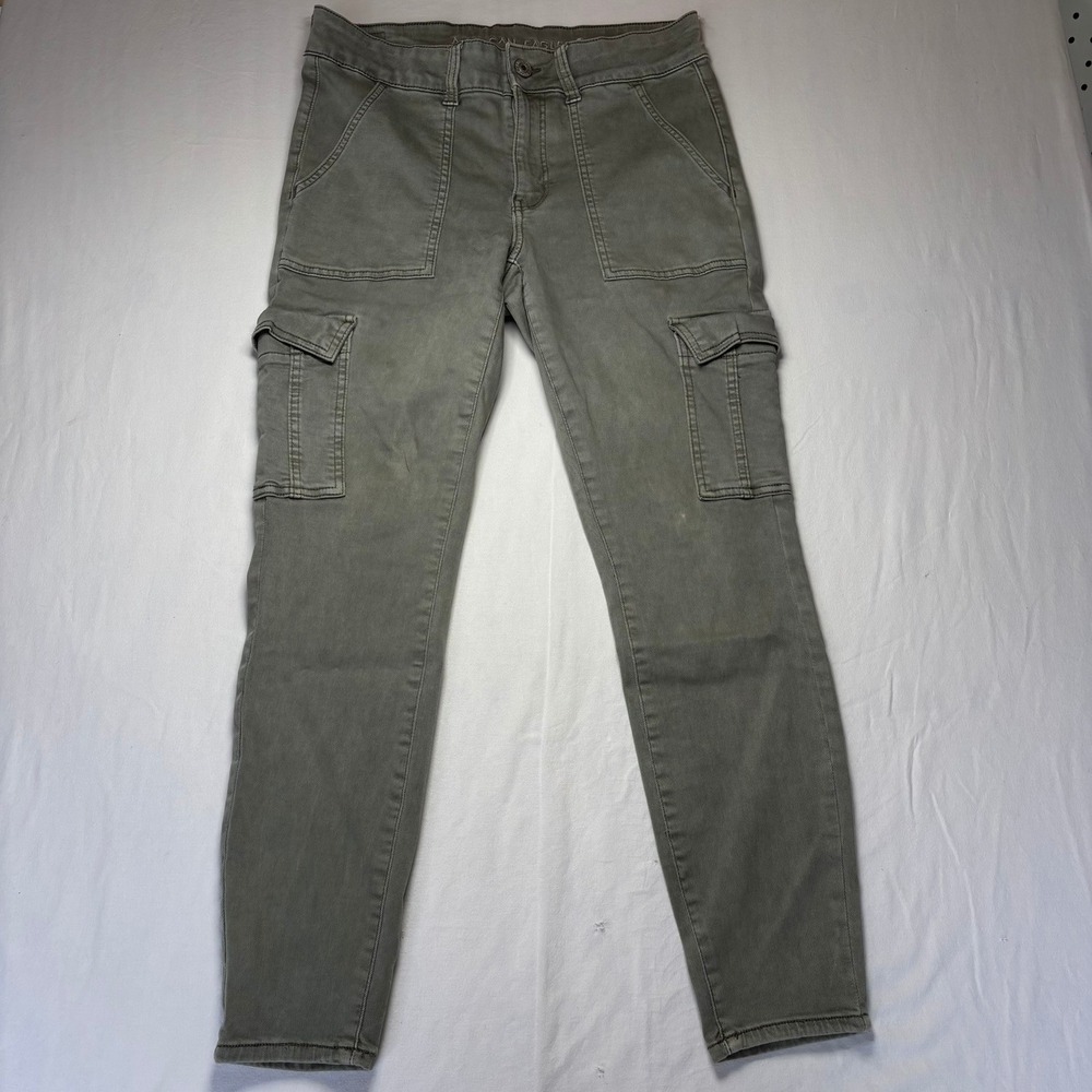 American Eagle Cargo Jeggings Womens 12 32x28 Green Next Level Stretch Hi Rise - Picture 5 of 10